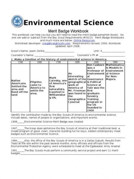 Environmental Science Bsa Worksheet