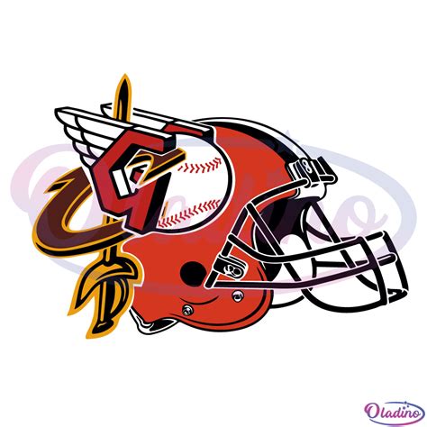 Cleveland Teams 3 Logo Mashup Football Helmet Svg