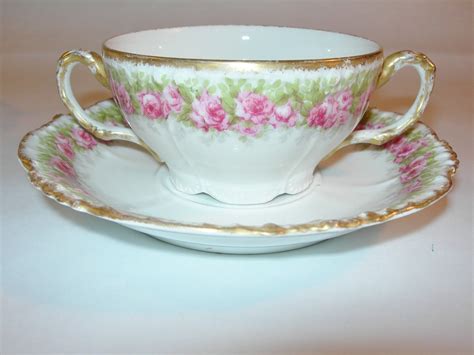 J Pouyat Limoges France cup / Soup Bowls and saucer. | Antique tea cups, Tea cups vintage ...