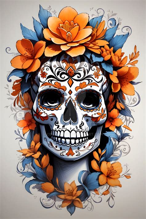 Catrina Skull Portrait - Blossoming Afterlife by CeemkoArt on DeviantArt