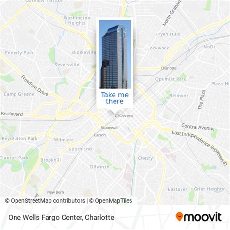 How to get to One Wells Fargo Center in Charlotte by bus or light rail?