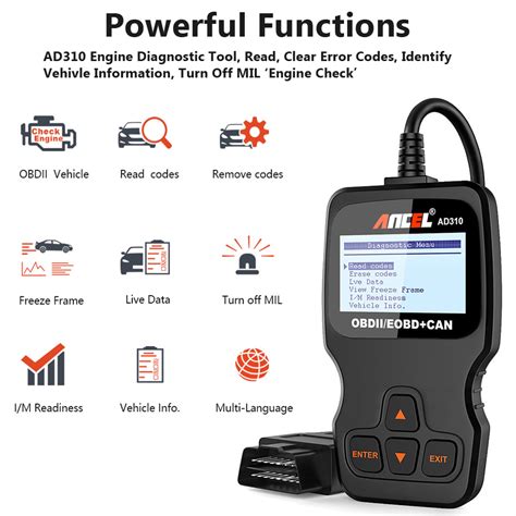 Ancel ad310 obd2 automotive obd car diagnostic scanner tool code reader ...