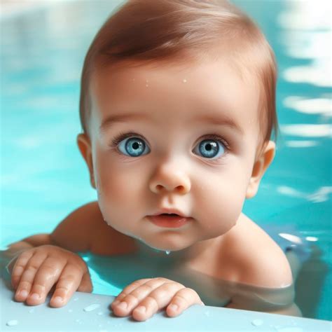 Premium Photo | A small child learns to swim in the pool baby swimming ...