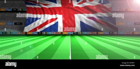 Great Britain flag in an illuminated soccer stadium. 3d illustration Stock Photo - Alamy