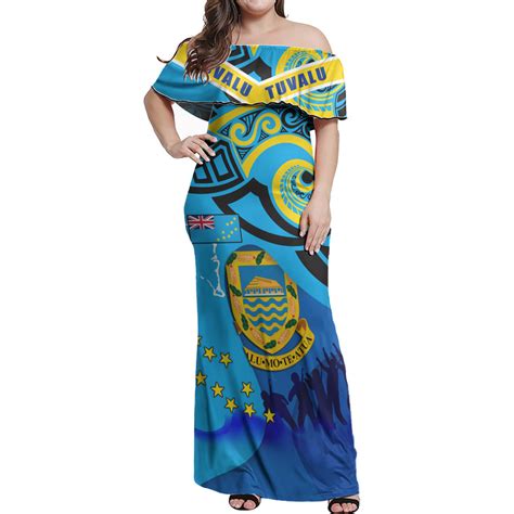 Tuvalu Polynesinan Woman Off Shoulder Long Dress - Independence Tuvalu Polynesian