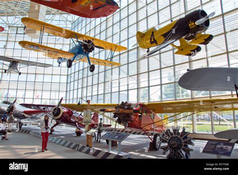 Vintage aircraft exhibited in the Great Gallery of the Museum of Flight ...