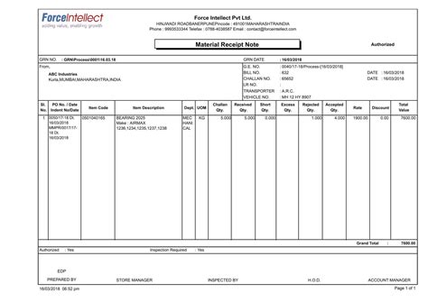 Goods Received Note | Goods Receipt Note | GRN Format