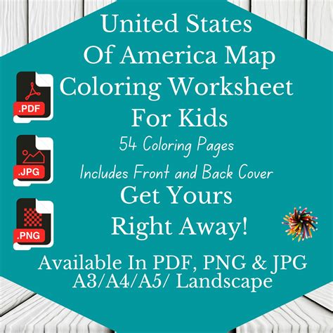 The United States of America Map Coloring Worksheet for Kids - Etsy