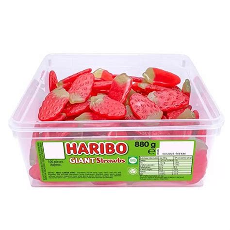 Haribo Giant Strawbs Vegetarian Sweets - Pack of 100 | Partyrama