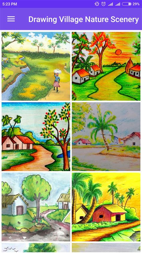 Descarga de APK de Dibujo Village Nature Scenery para Android