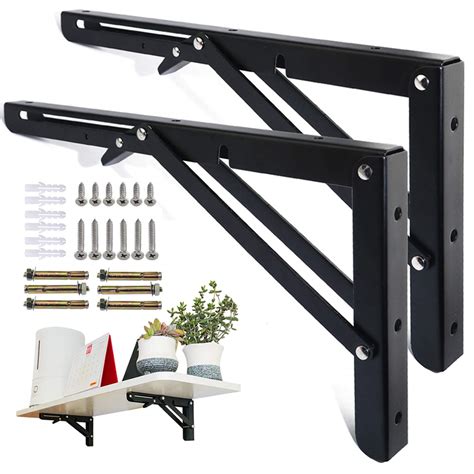 Buy KOOTANS 16 Inch Folding Shelf Brackets, Heavy Duty Wall Mounted ...