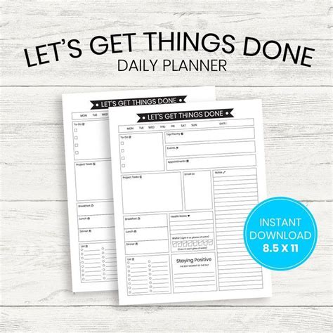 Getting Things Done Planner | Printable Templates Free