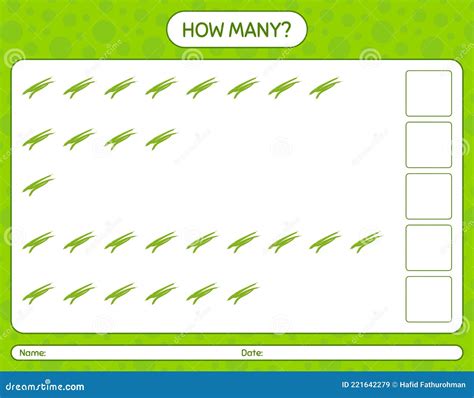 How Many Counting Game with Green Bean. Worksheet for Preschool Kids ...