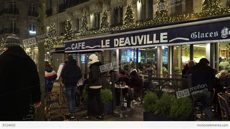 Famous Cafe And Restaurant Le Deauville At Champs Elysees Paris Stock video footage | 9124432