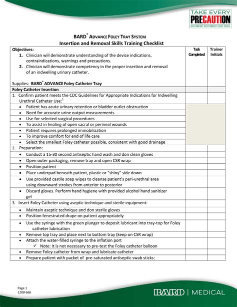 Foley Catheter Nursing Skill Template