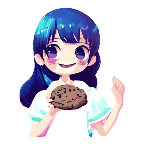 Anime Girl with Cookie · Creative Fabrica