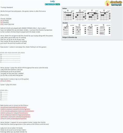 Chord: Lady - tab, song lyric, sheet, guitar, ukulele | chords.vip