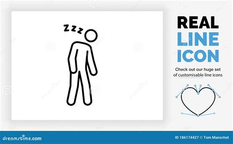 Editable Line Icon of a Tired Stick Figure Stock Vector - Illustration ...