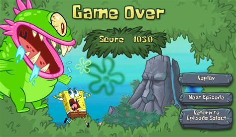 🕹️ Play SpongeBob SquarePants Monster Island Game: Free HTML Online Cartoon Monster Chase ...