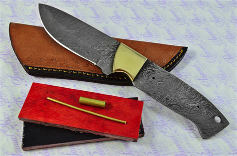 Knife Making Kit! Damascus Steel Bushcraft Knife Laminate Wood Scales ...