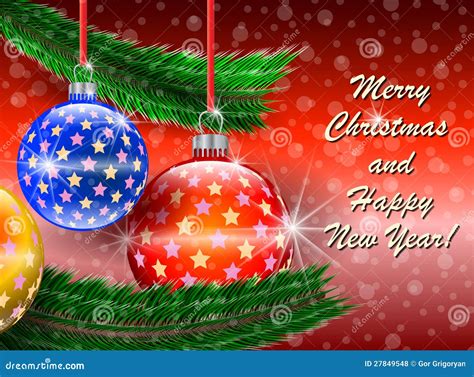 Merry Christmas And Happy New Year Greetings Card Royalty Free Stock Photos - Image: 27849548