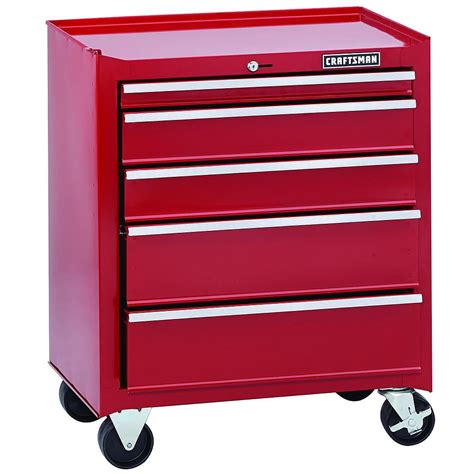 Craftsman Rolling Cabinet Home Series 26 in. Wide 5 Steel Drawer Red ...