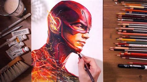 The Flash : Barry Allen (Grant Gustin) - speed drawing | drawholic - YouTube