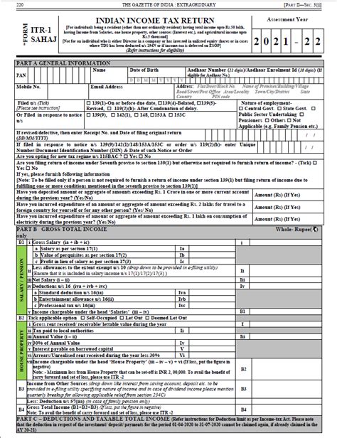 Income Tax Return Form