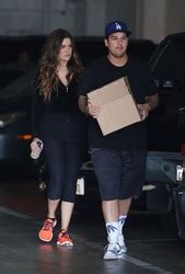 Khloe Kardashian accompanied Rob as he picked up his new socks collection in downtown Los ...