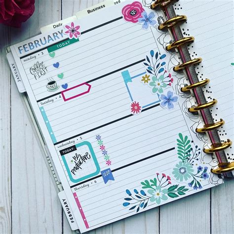 Colorful Floral Happy Planner Layout 🌷 | Happy planner layout, Happy ...