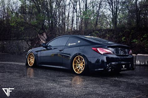 Stanced Genesis Coupe on Gold Custom Wheels by Avant Garde Custom ...