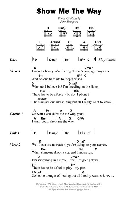 Show Me The Way par Peter Frampton Partitions pour Accords/Lyrics pour Guitare sur Sheet Music ...