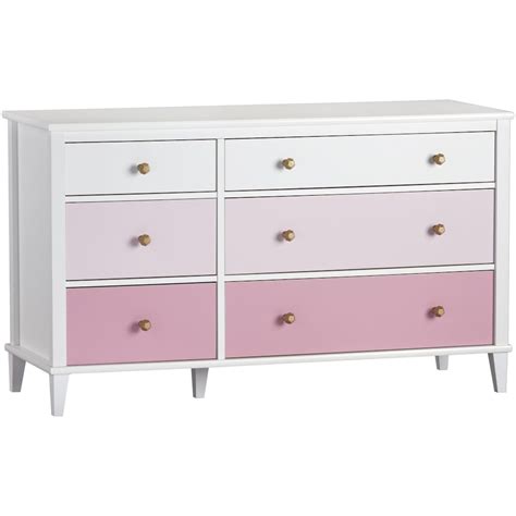 Dorel Little Seeds Monarch Hill Poppy White 6 Drawer Dresser, Pink Drawers | The Home Depot Canada