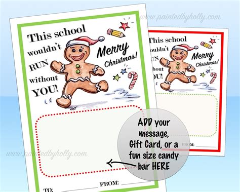 School Staff Printable Christmas Card // Holiday Gift // DIY Gift Card ...