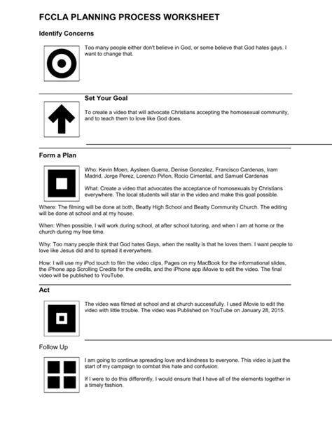 fccla planning process worksheet