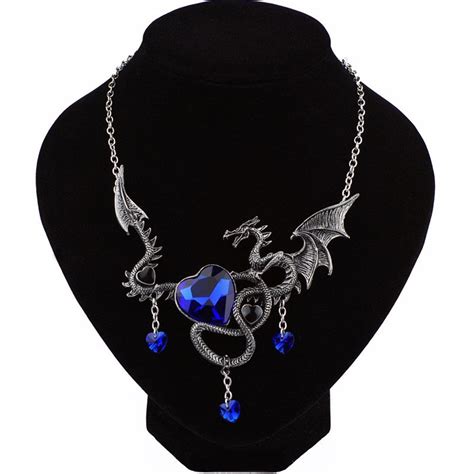 [36% OFF] Women Vintage Crystal Dragon Pendant Necklace Choker Fashion ...