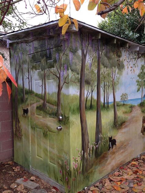 Paint the back wall | Garden mural, Fence art, Painted shed