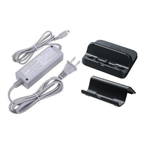 Power AC Charger Adapter for Nintendo Wii U Game Pad with Black Cradle and Stand Set Gamepad ...