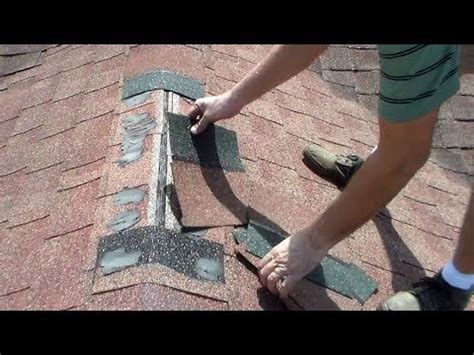 Small Asphalt Shingles Ridge Cap Roofing Repair - Terminating Ridge Shingles - YouTube