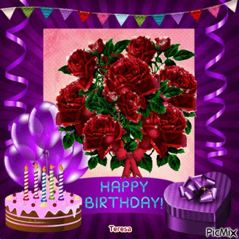 Red Bouquet Of Roses Happy Birthday Gif Pictures, Photos, and Images for Facebook, Tumblr ...