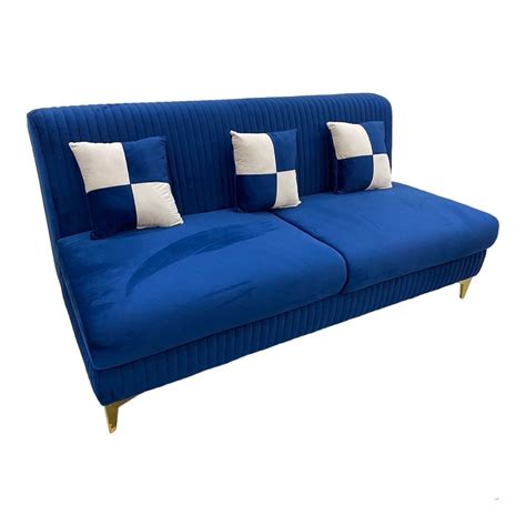 Velvet Dark Blue Bedroom 2 Seater Sofa at best price in New Delhi | ID: 2852007885797