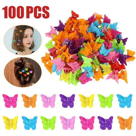 TSV 100Pcs Mini Butterfly Hair Claw Clips, Assorted Color Butterfly ...