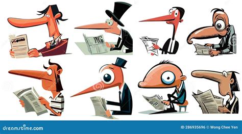 Long Nose Person Reading Newspaper Fake News Vector Graphics ...