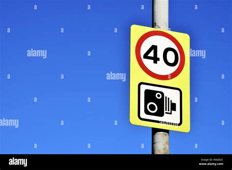 Speed limit sign on the beautiful blue sky Stock Photo - Alamy