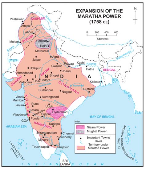 Maratha Empire at its peak (1759 A.D) : r/MapPorn