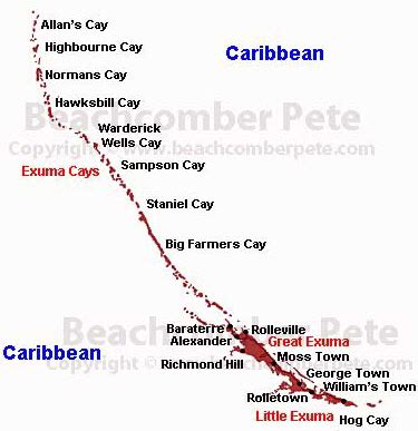 Exuma Bahamas, Map of Exuma Bahamas, Exuma Bahamas Map, Beachcomber ...