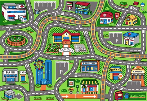 Suburb Kids Car Mat | Road Mat | Kids Road Mat | Road Map Rug ...