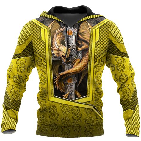 Men Hoodie 3D Tattoo and Yellow Dungeon Dragon Hoodie - RobinPlaceFabrics