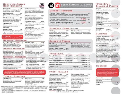 Burger 21 Menu, Menu for Burger 21, Davie, Miami - Urbanspoon/Zomato