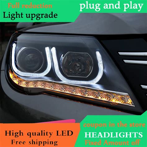 Car Styling for VW Tiguan Headlights 2010 2012 Tiguan LED Headlight DRL Bi Xenon Lens High Low ...